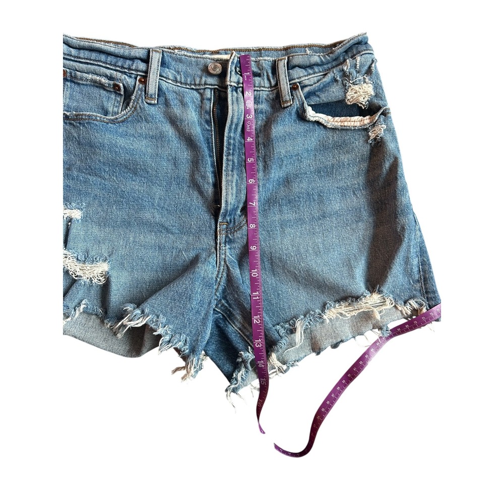 Abercrombie & Fitch Curve Love 4" Mom Shorts High Rise Distressed Blue 27 4 - Picture 4 of 5